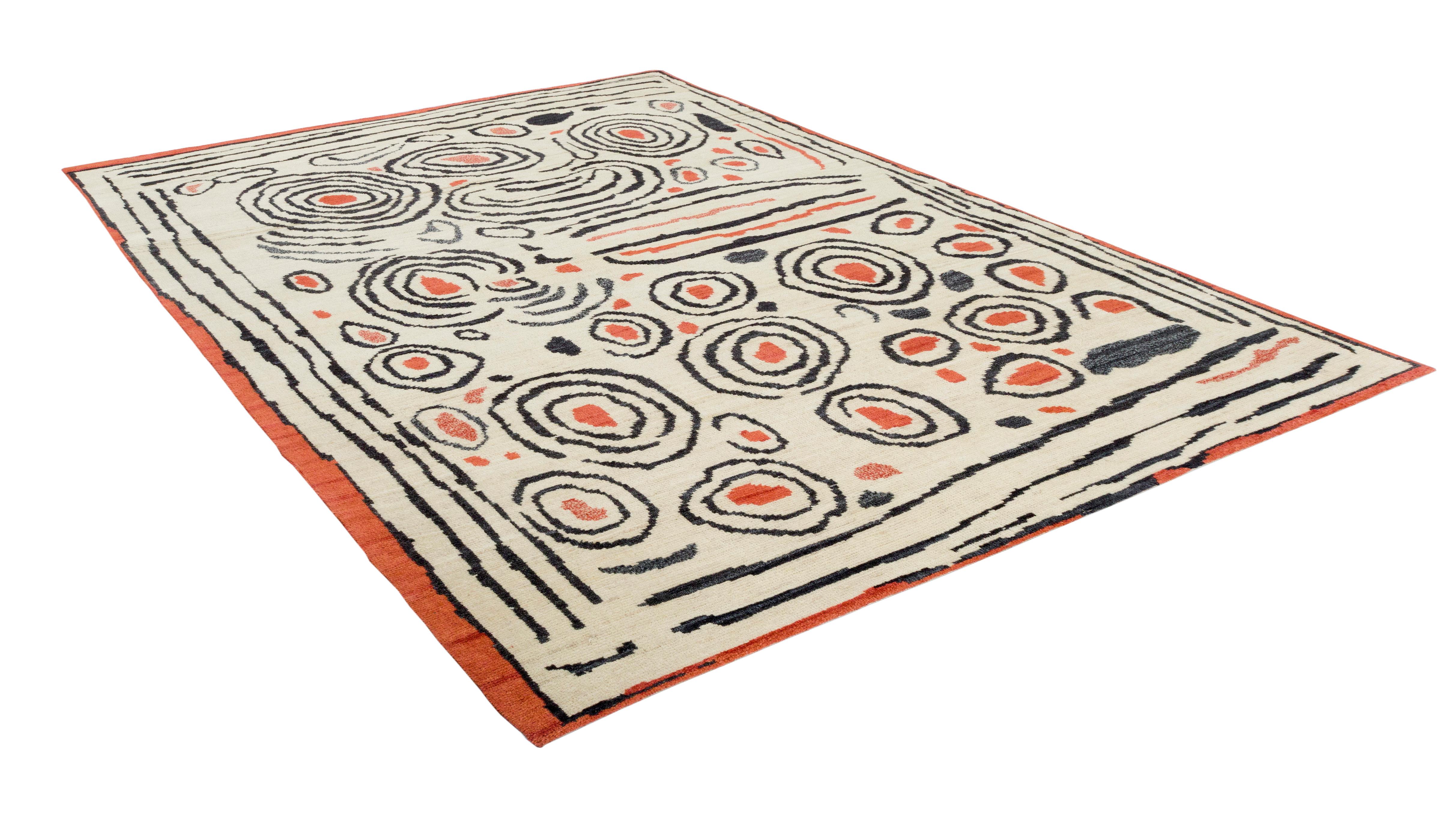 Tapis contemporain en laine nouée à la main à motif organique moderne Neuf - En vente à New York, NY