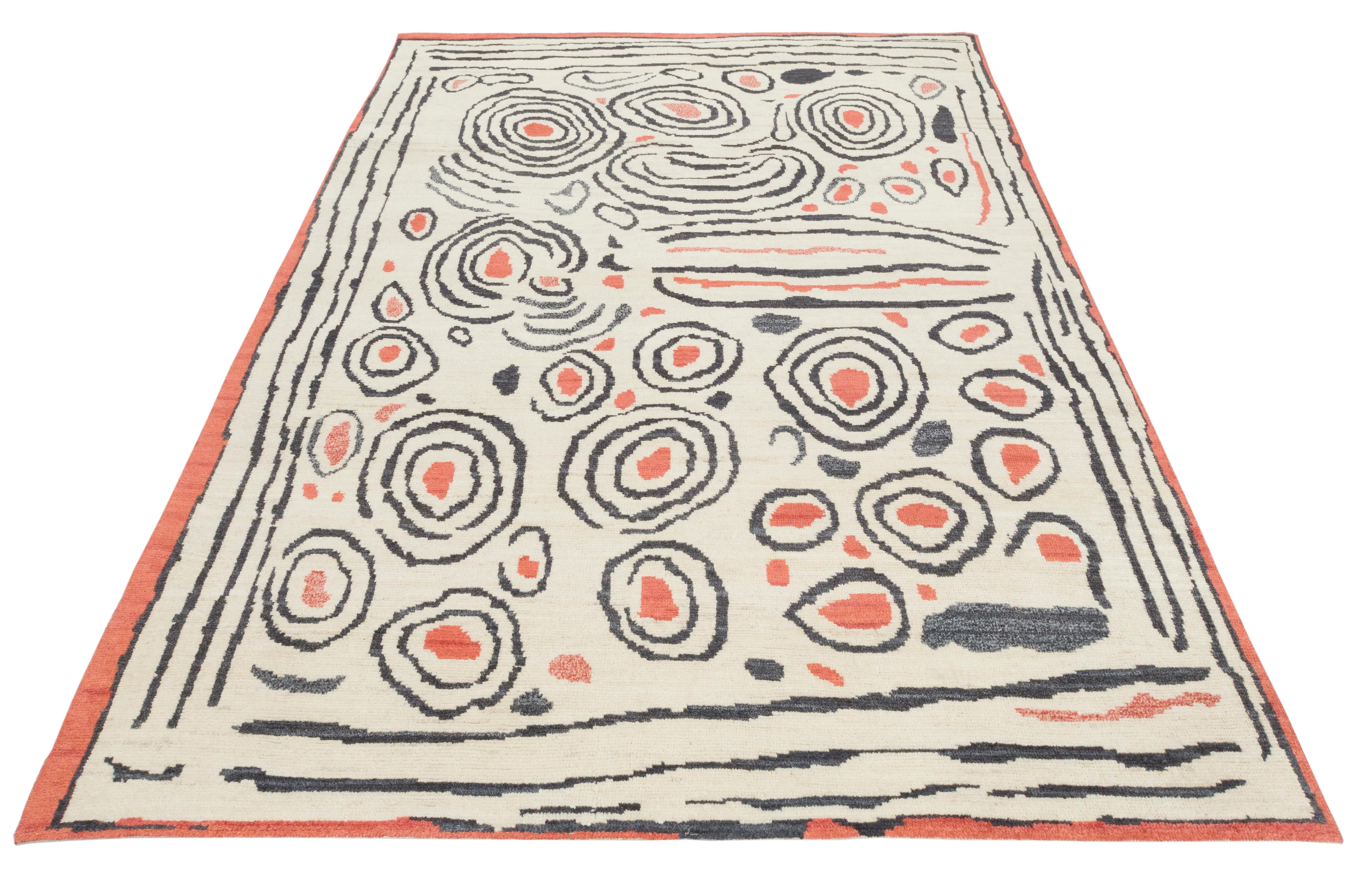 XXIe siècle et contemporain Tapis contemporain en laine nouée à la main à motif organique moderne en vente