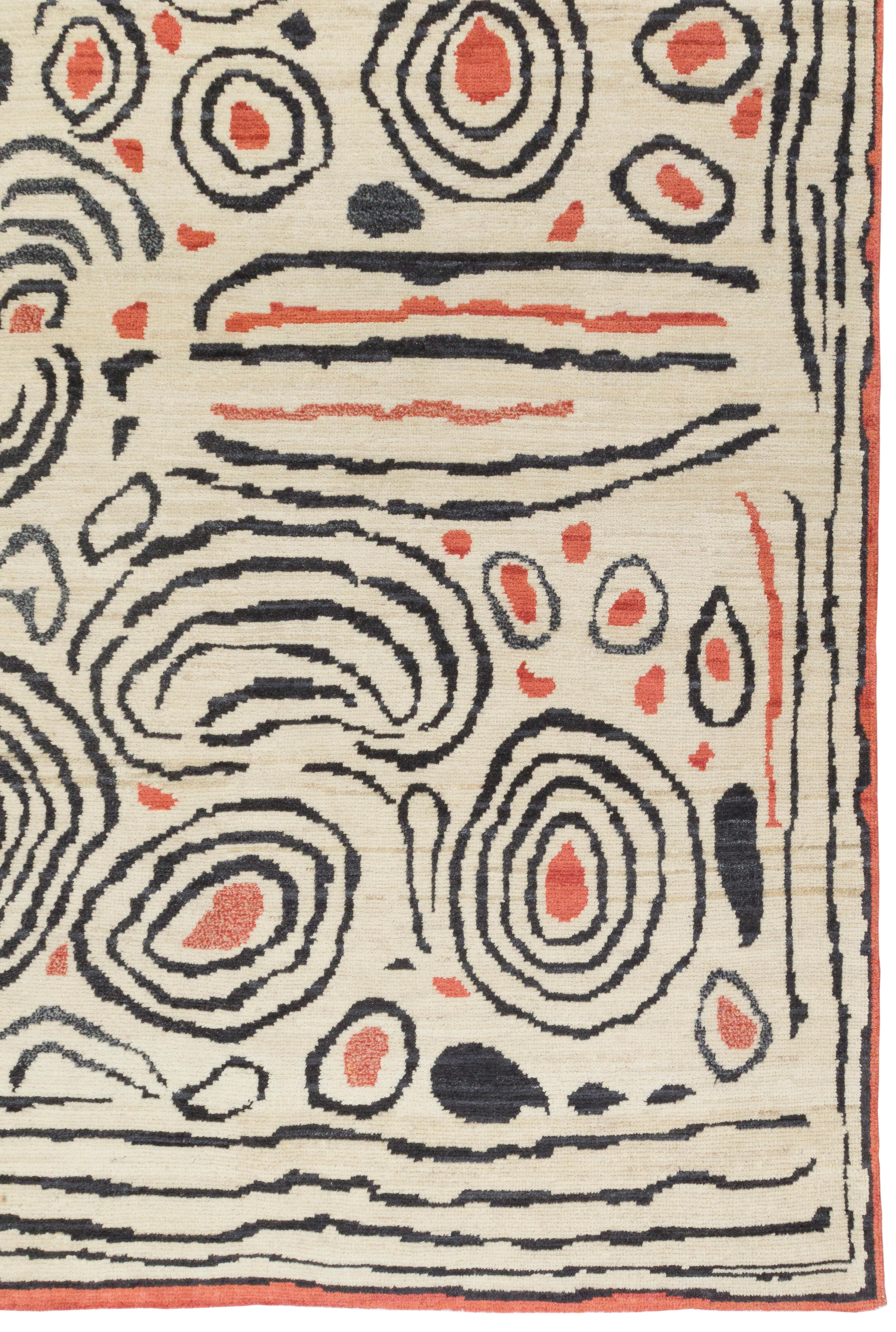 Tapis contemporain en laine nouée à la main à motif organique moderne en vente 1
