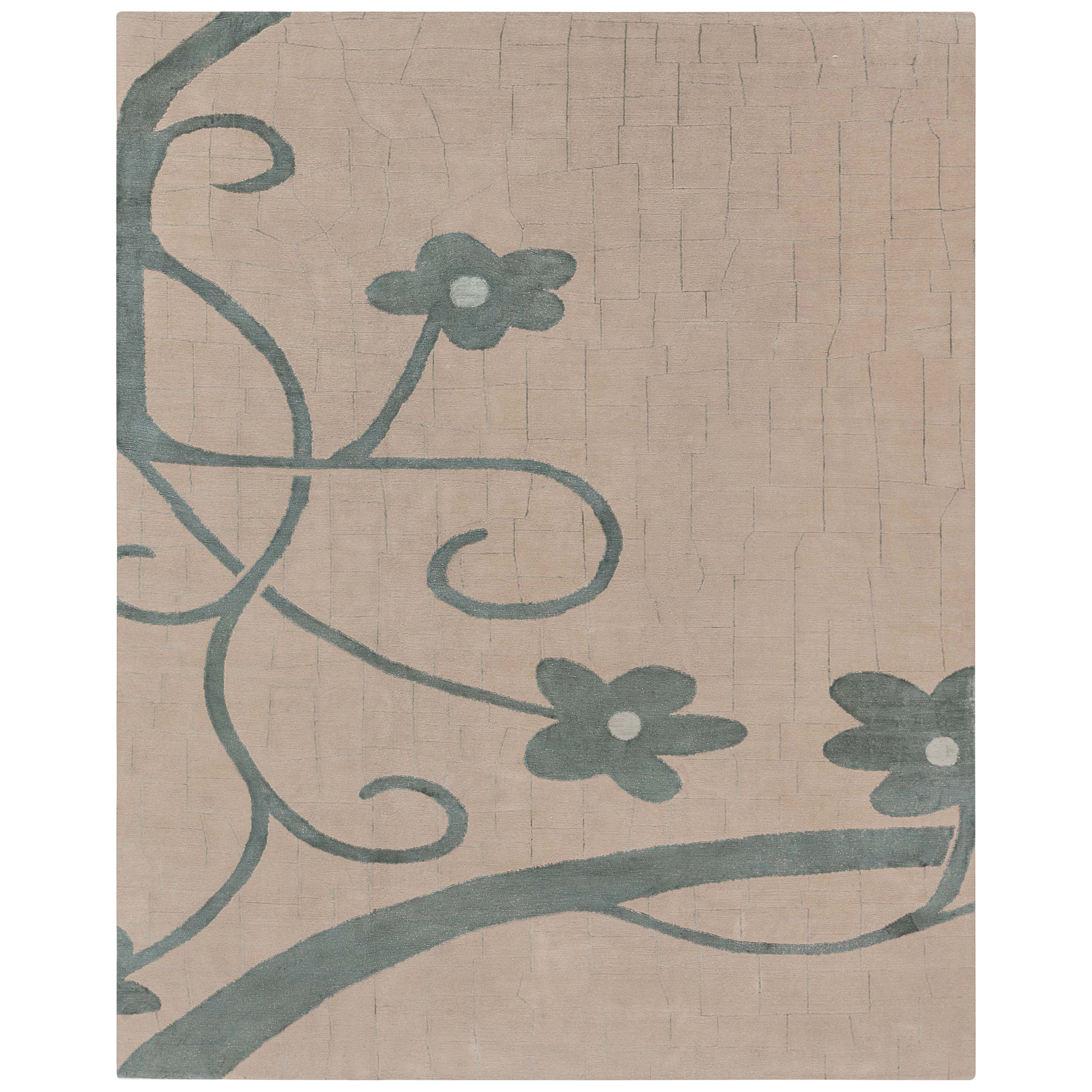 Contemporary Hand-Knotted Wool 
Silk Rug by Doris Leslie Blau