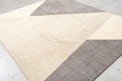 Contemporary Hand-Loomed Rug – Angular Minimalist Design in Taupe, Cream