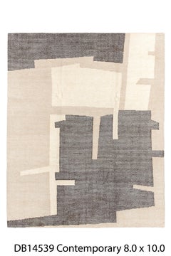 Contemporary Hand-Loomed Rug – Architectural Block Design in Charcoal and Cream