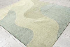 Contemporary Hand-Loomed Rug – Organic Wave Design in Sage, Moss, and Stone