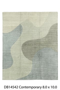 Tapis contemporain tissé à la main - Design/One organique en Sage, Moss et Stones