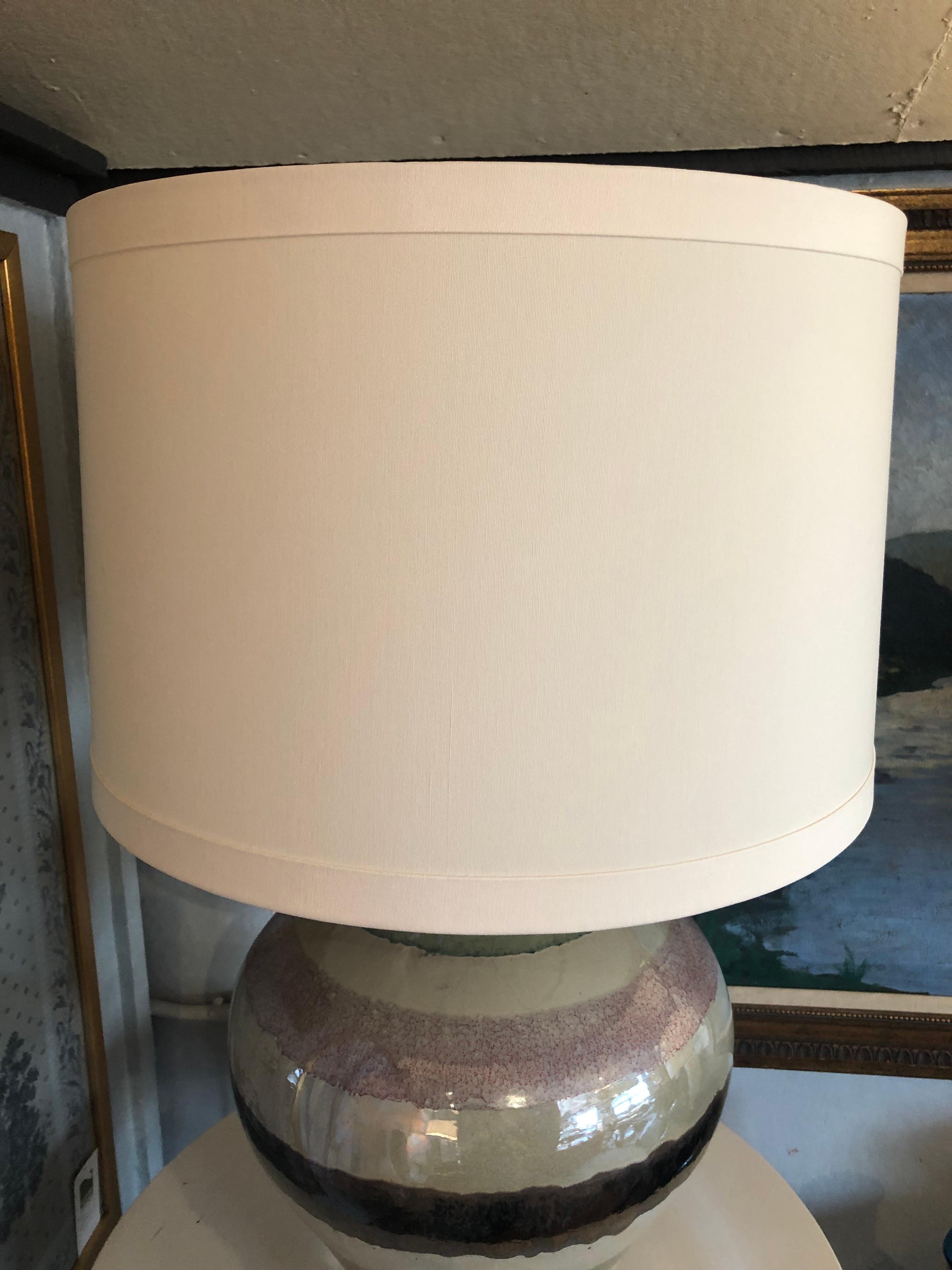Modern Contemporary Hand Made Glazed Ceramic Pottery Table Lamp  For Sale