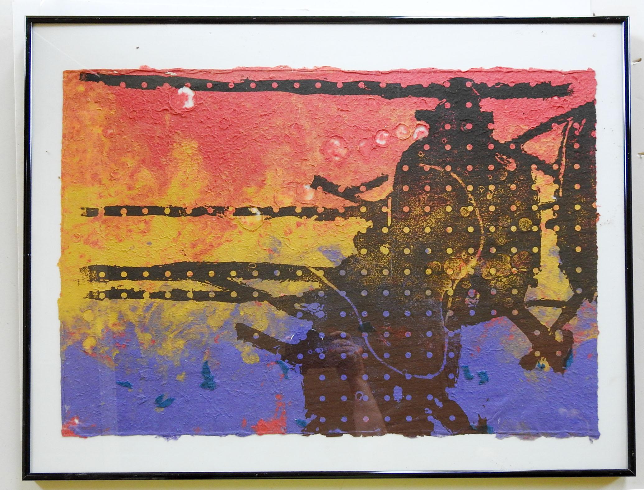 Modern Contemporary Hand Made Paper Print Abstract Helicopters For Sale