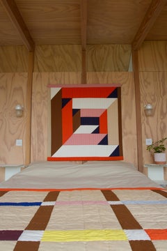 Contemporary hand made patchwork and quilted wall hanging from Organic cotton