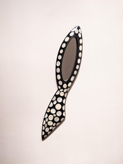 Contemporary Hand Mirror by R & Y AUGOUSTI, Black Resin and Mother-of-Pearl