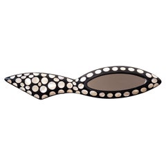 Contemporary Hand Mirror by R & Y AUGOUSTI, Black Resin and Mother-of-Pearl