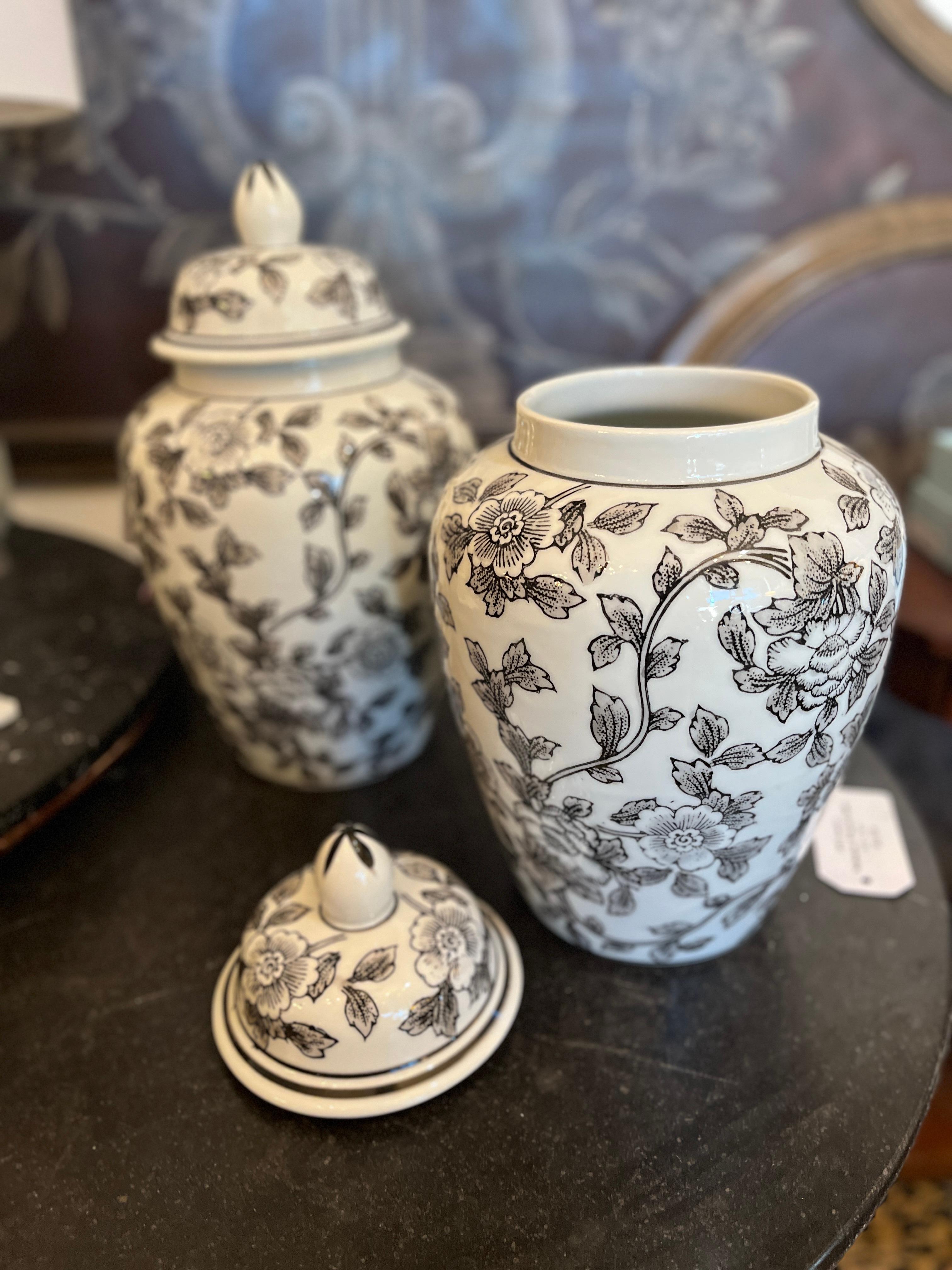 Ming Jars à gingembre contemporains peints à la main