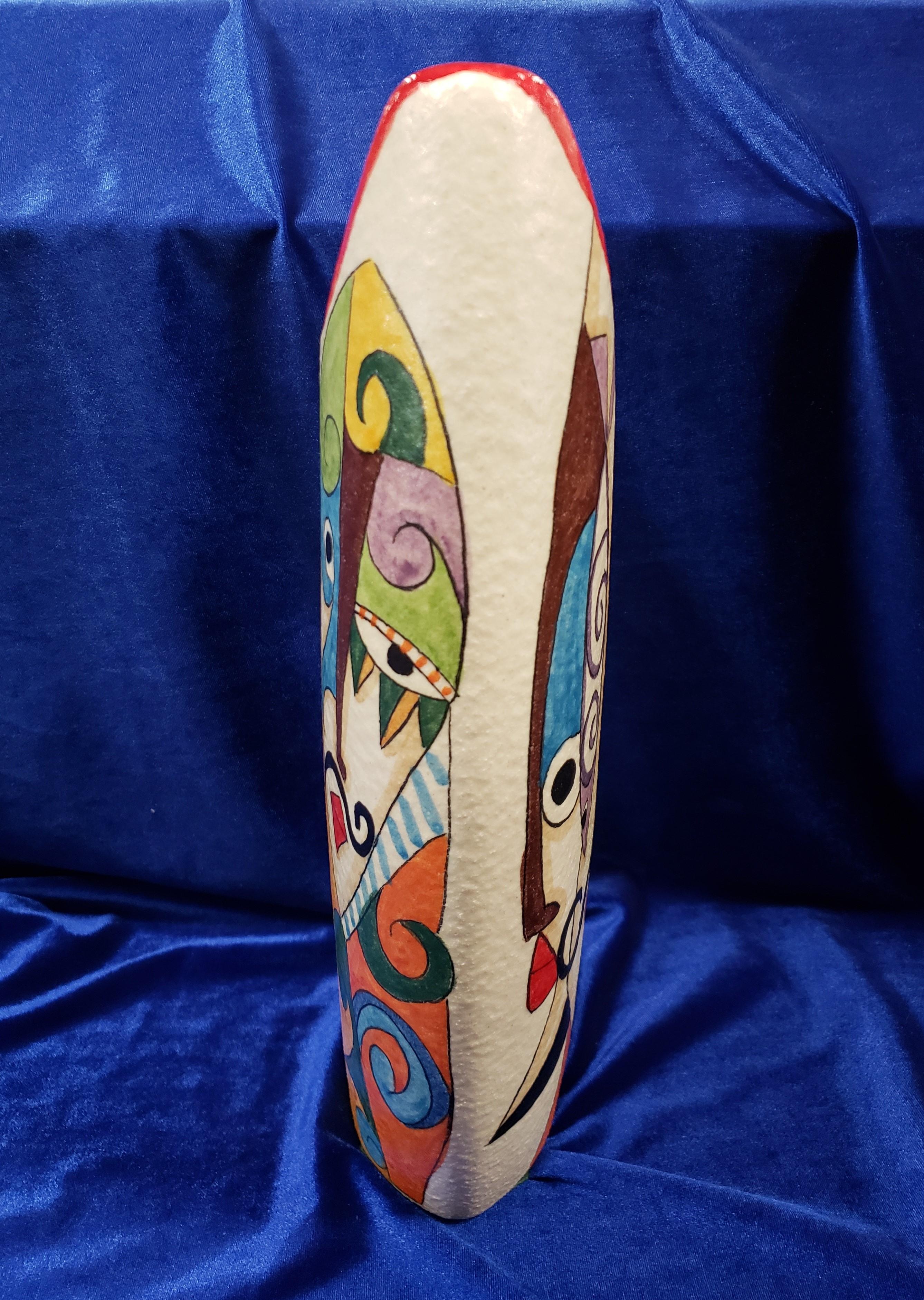 Hand-Painted Contemporary Hand Painted Italian Picasso Style Vase Signed Klaus
