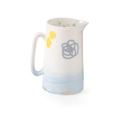 Contemporary Hand-Painted Porcelain 2 Pint Jug Pitcher, Made in Italy