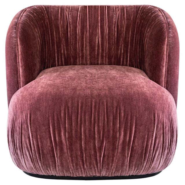 Circular Contemporary Armchair in Black Oakwood and Natural Cane For ...