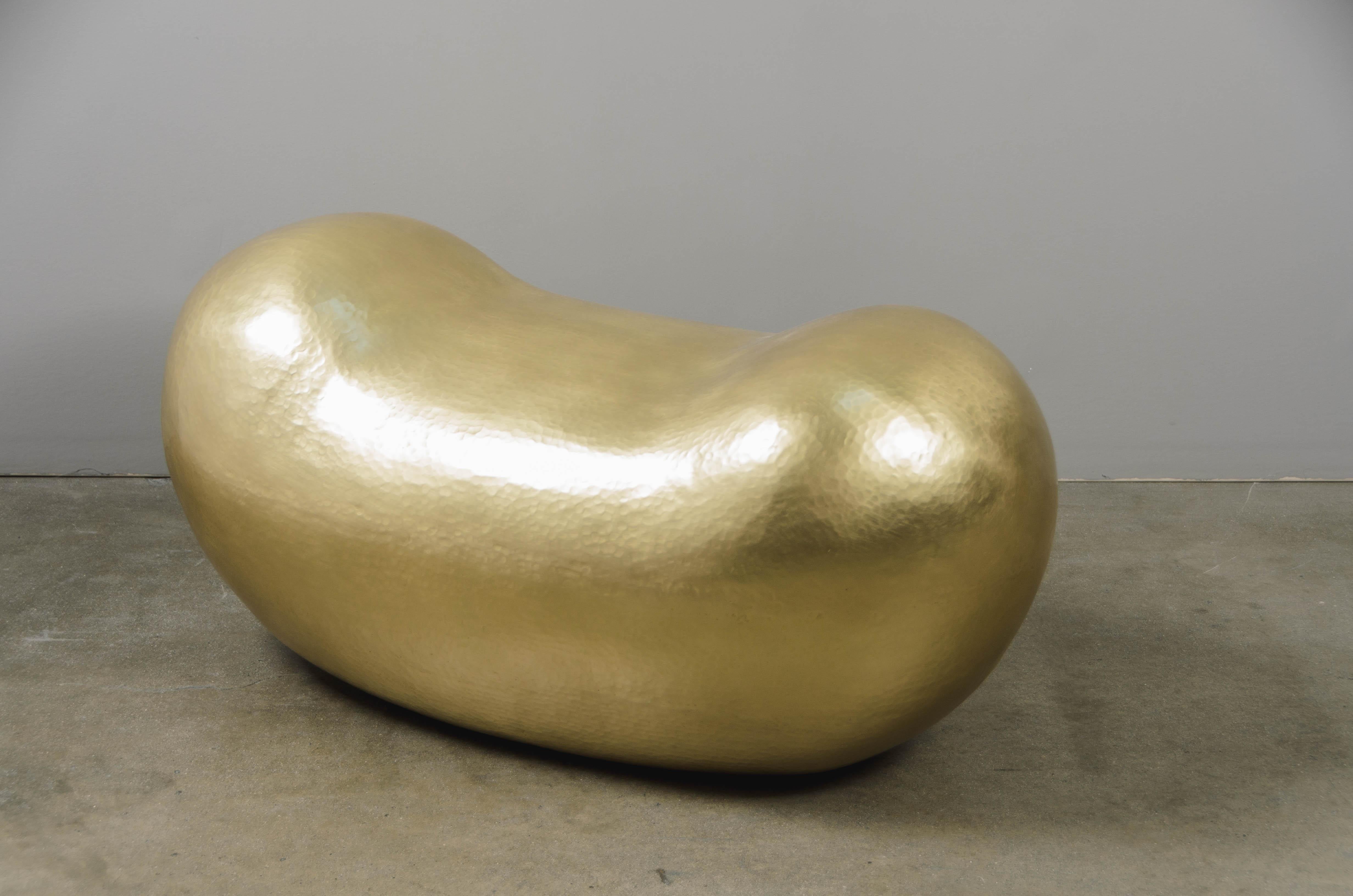 Minimalist Contemporary Hand Repoussé Bao Seat in Brass by Robert Kuo, Limited Edition For Sale