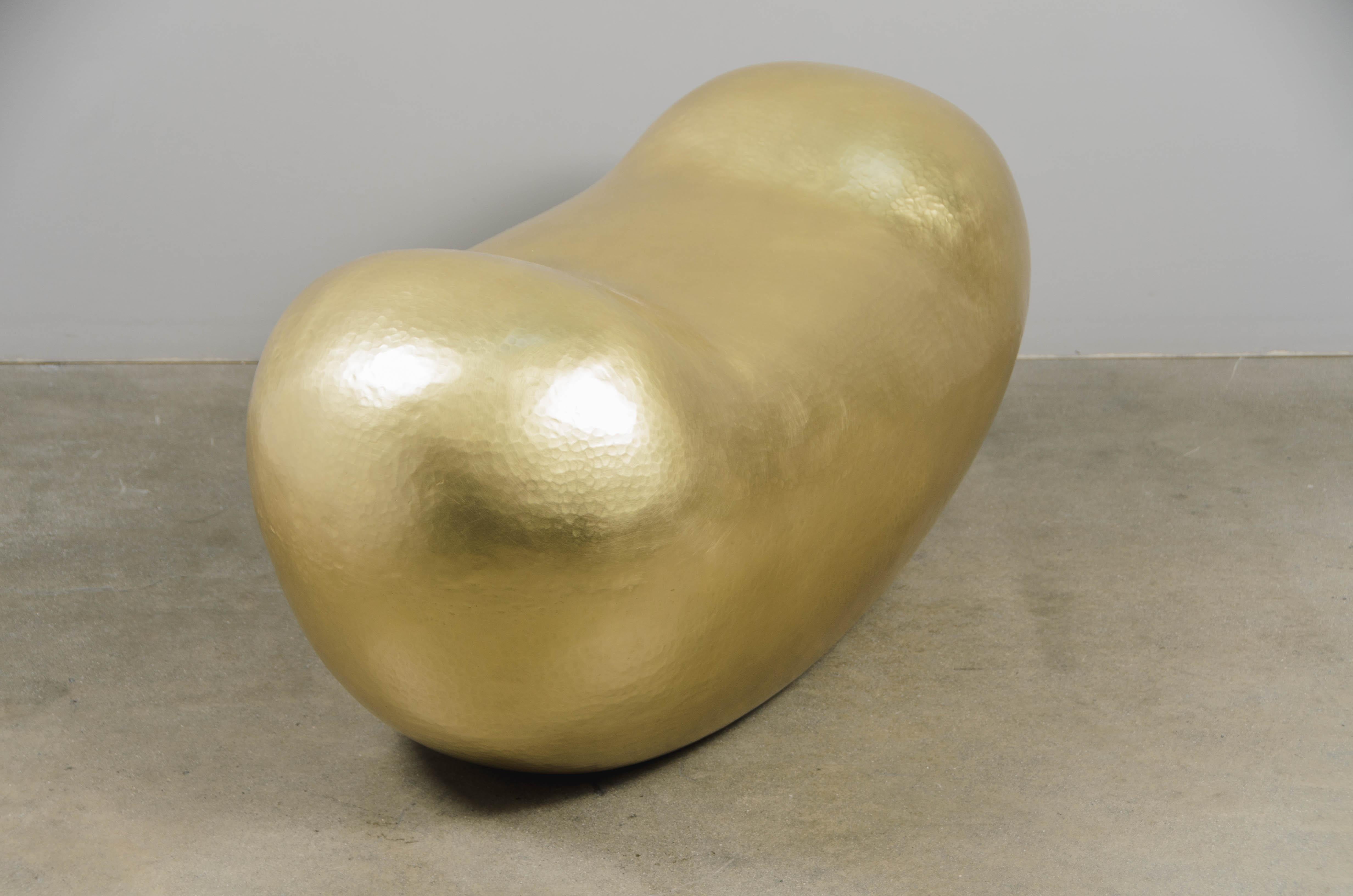 Contemporary Hand Repoussé Bao Seat in Brass by Robert Kuo, Limited Edition In New Condition For Sale In Los Angeles, CA