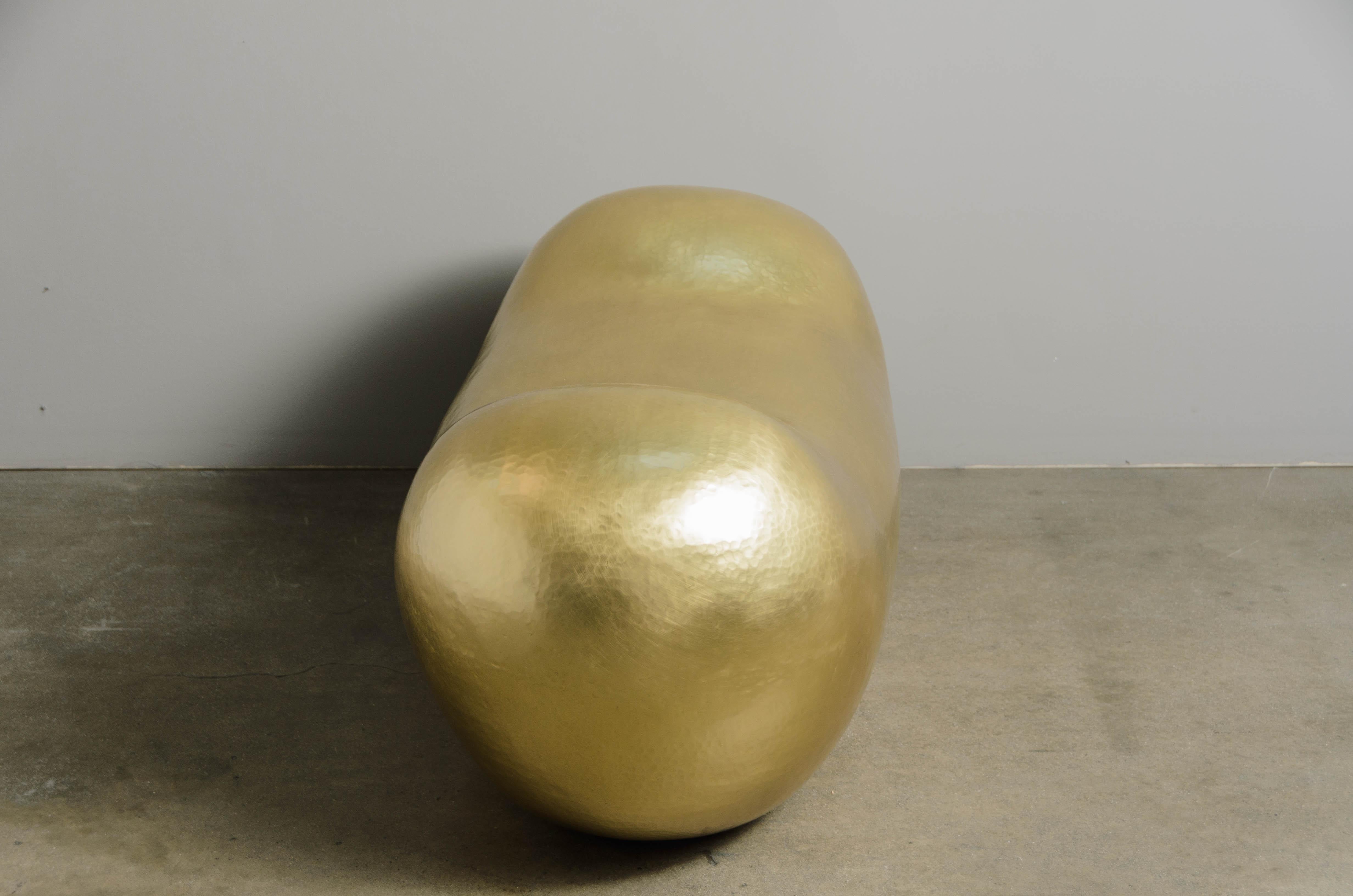 Contemporary Hand Repoussé Bao Seat in Brass by Robert Kuo, Limited Edition For Sale 1