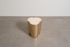 Contemporary Hand Repoussé Brass Lobed Drumstool w/ Lacquer Top by Robert Kuo