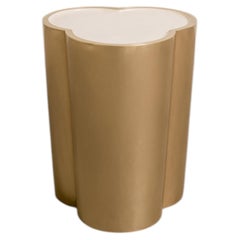 Contemporary Hand Repoussé Brass Lobed Drumstool w/ Lacquer Top by Robert Kuo