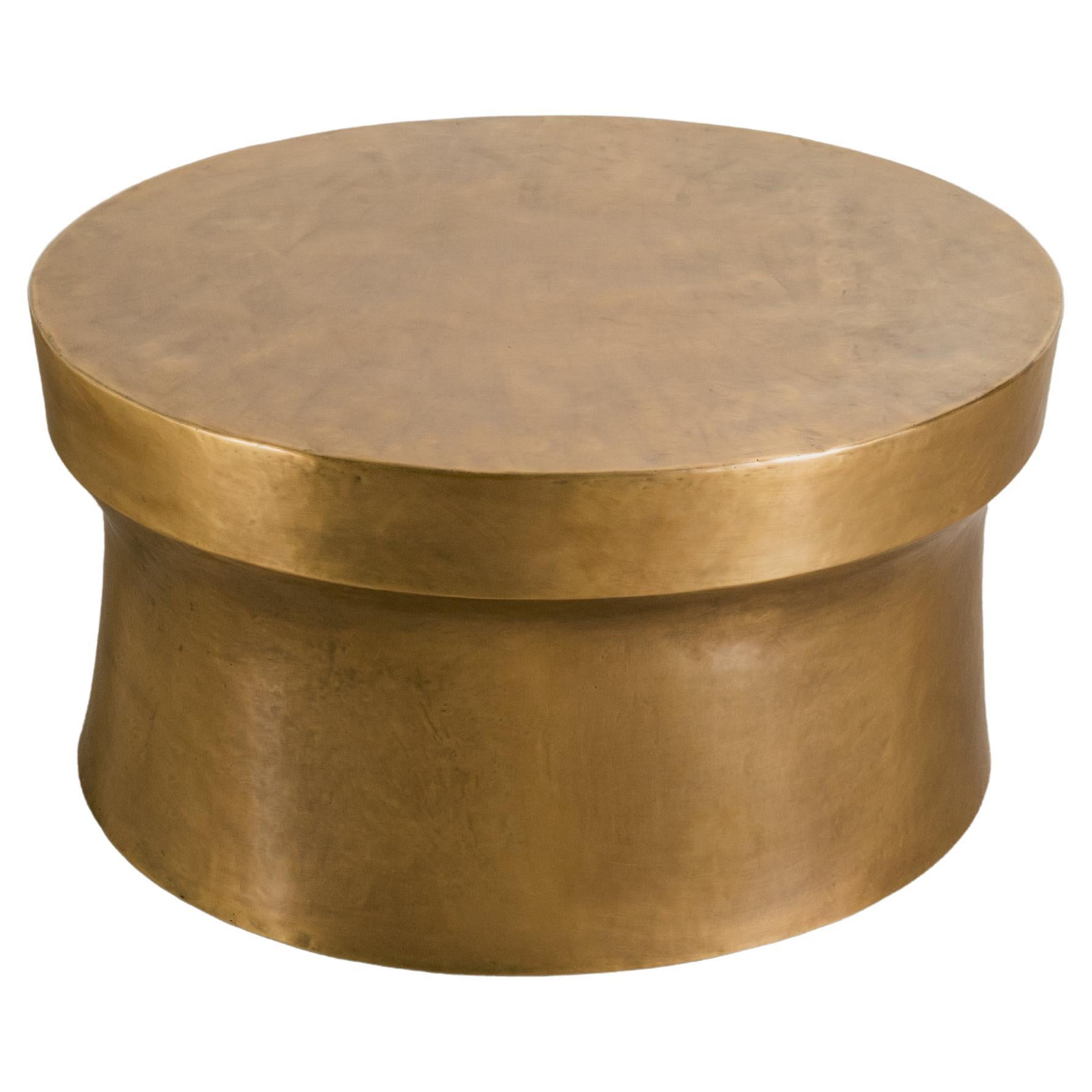 Contemporary Hand Repoussé Brass Oval Dong Shan Table by Robert Kuo