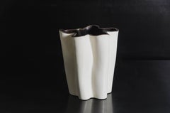 Contemporary Hand Repoussé Ji Guan Hua Vase in Cream Lacquer by Robert Kuo