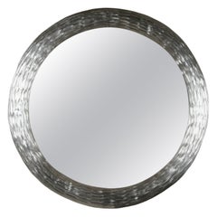 Contemporary Hand Repoussé Ju Wen Mirror in White Bronze by Robert Kuo