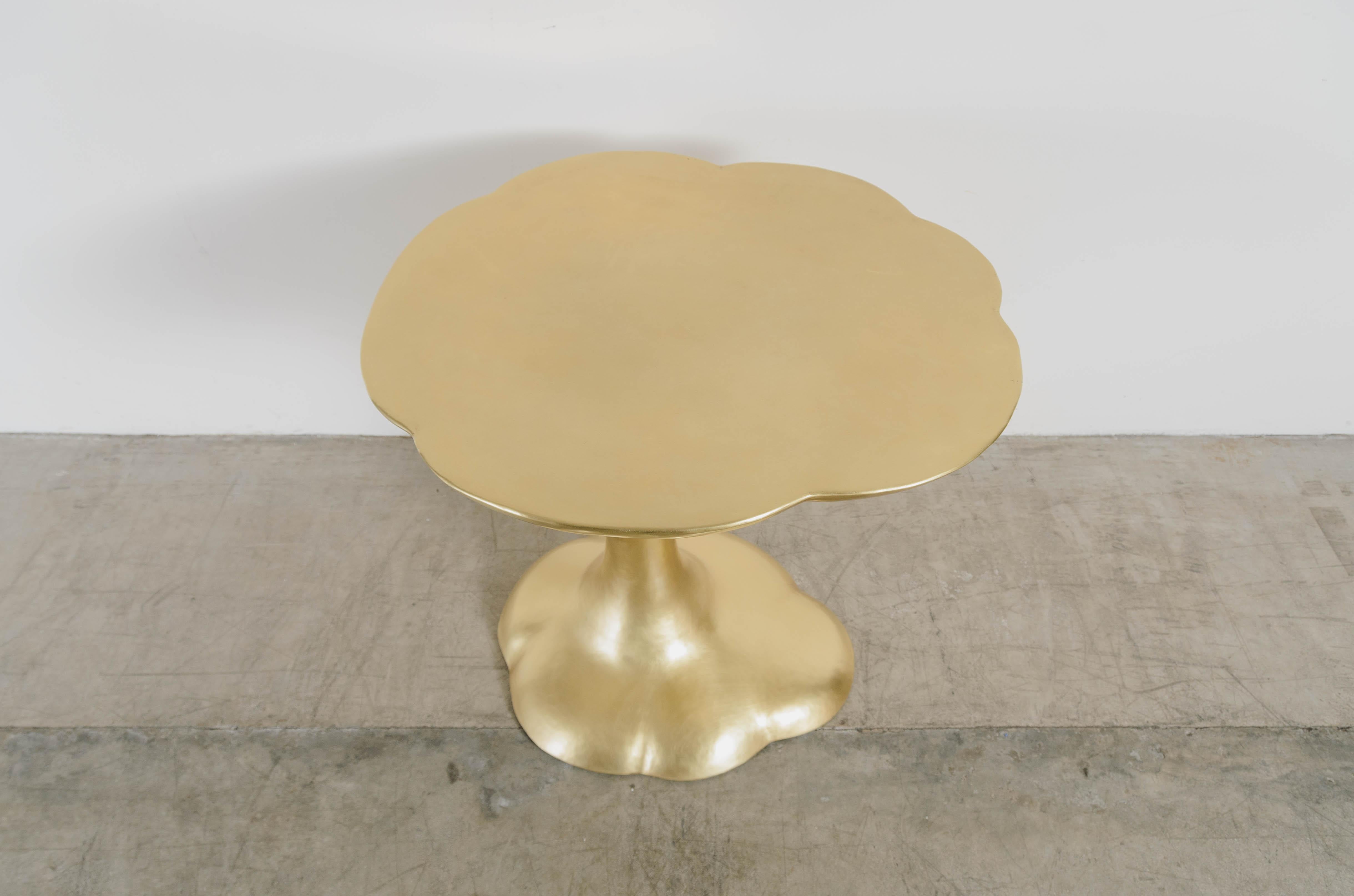 Contemporary Hand Repoussé Nuage Side Table in Brass by Robert Kuo For Sale 1