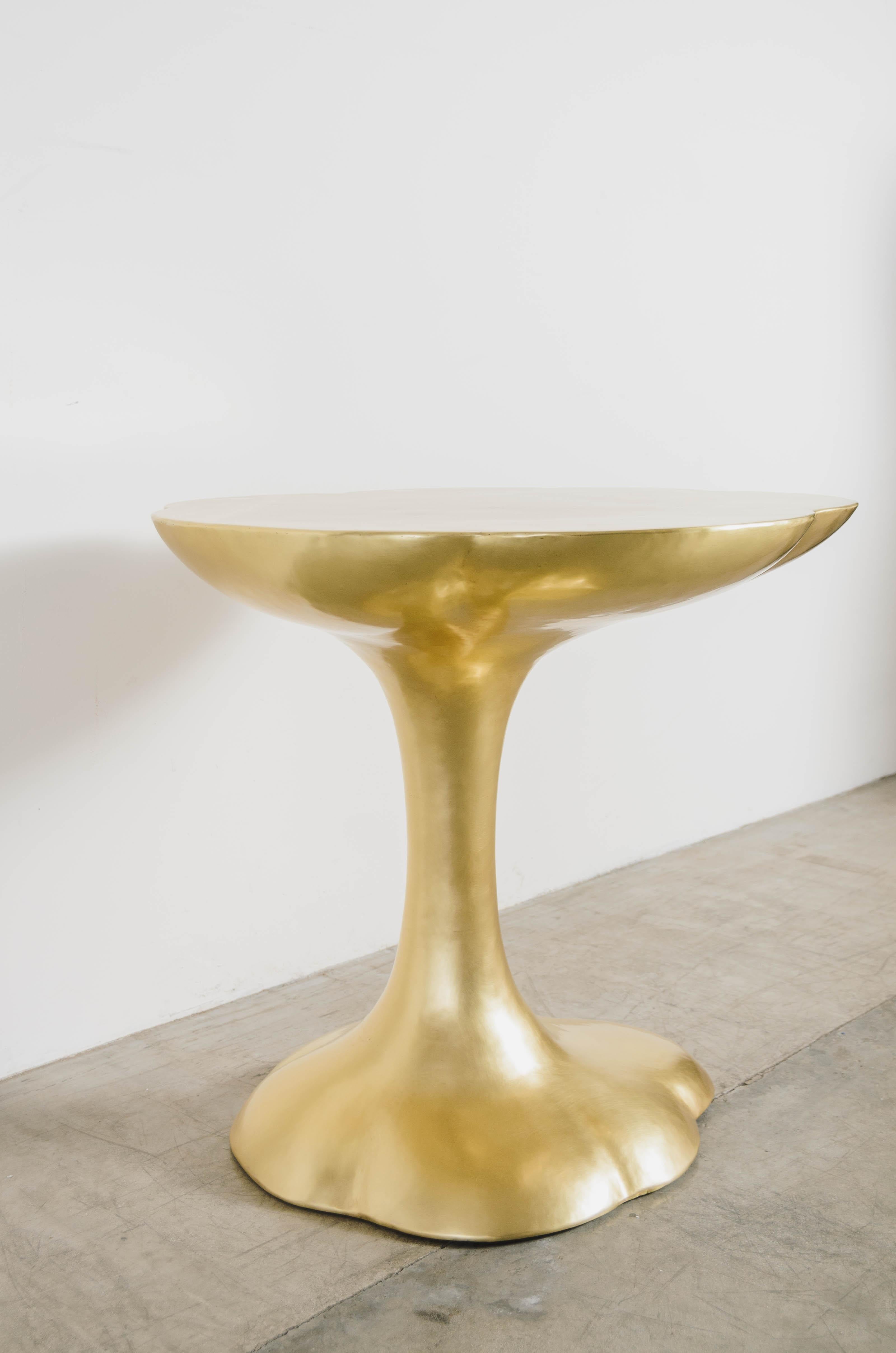 Contemporary Hand Repoussé Nuage Side Table in Brass by Robert Kuo For Sale 2