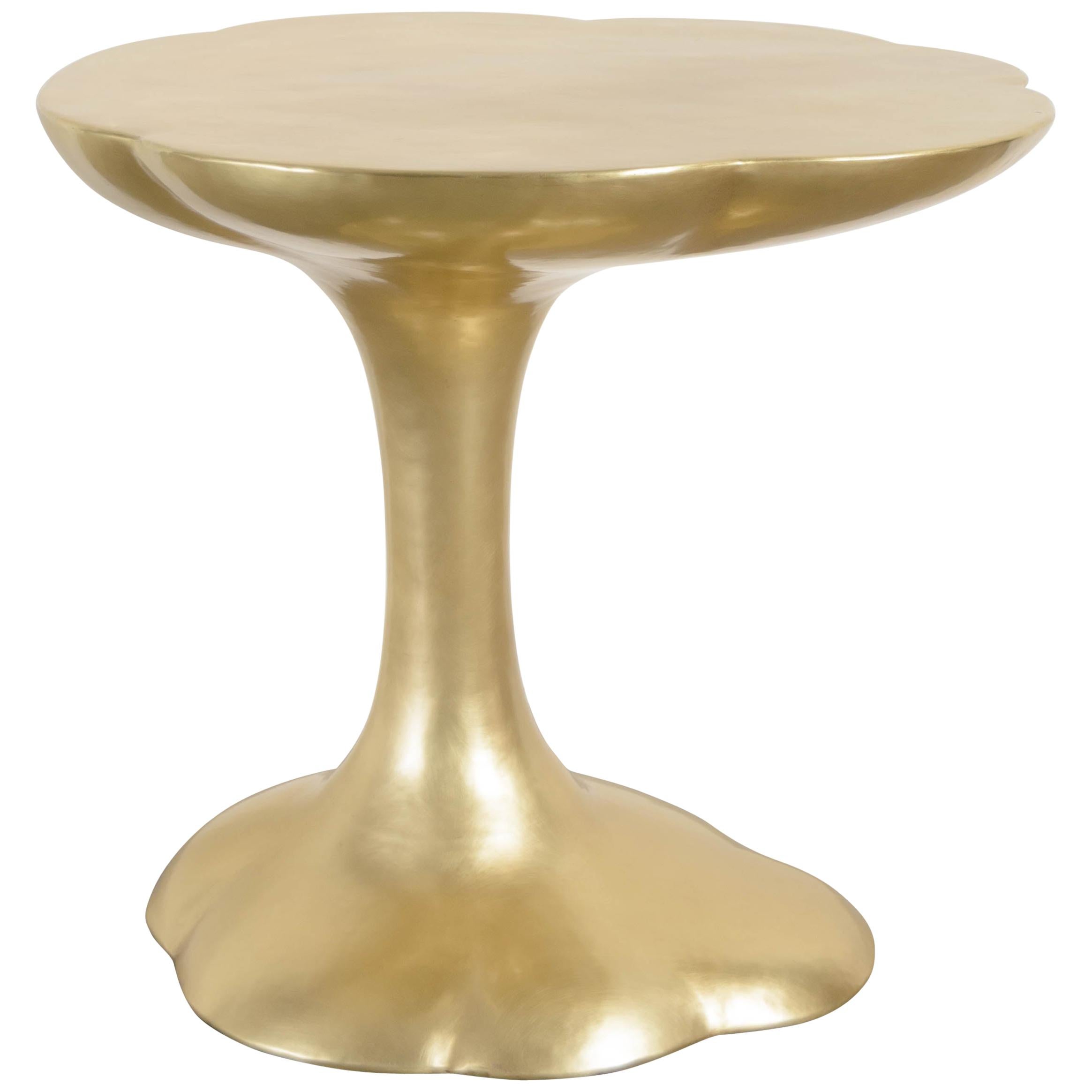 Contemporary Hand Repoussé Nuage Side Table in Brass by Robert Kuo For Sale