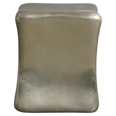 Contemporary Hand Repoussé Pillow Drumstool in White Bronze by Robert Kuo