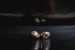 Contemporary Hand Repoussé Silver Clip on Earrings by Alice Kuo