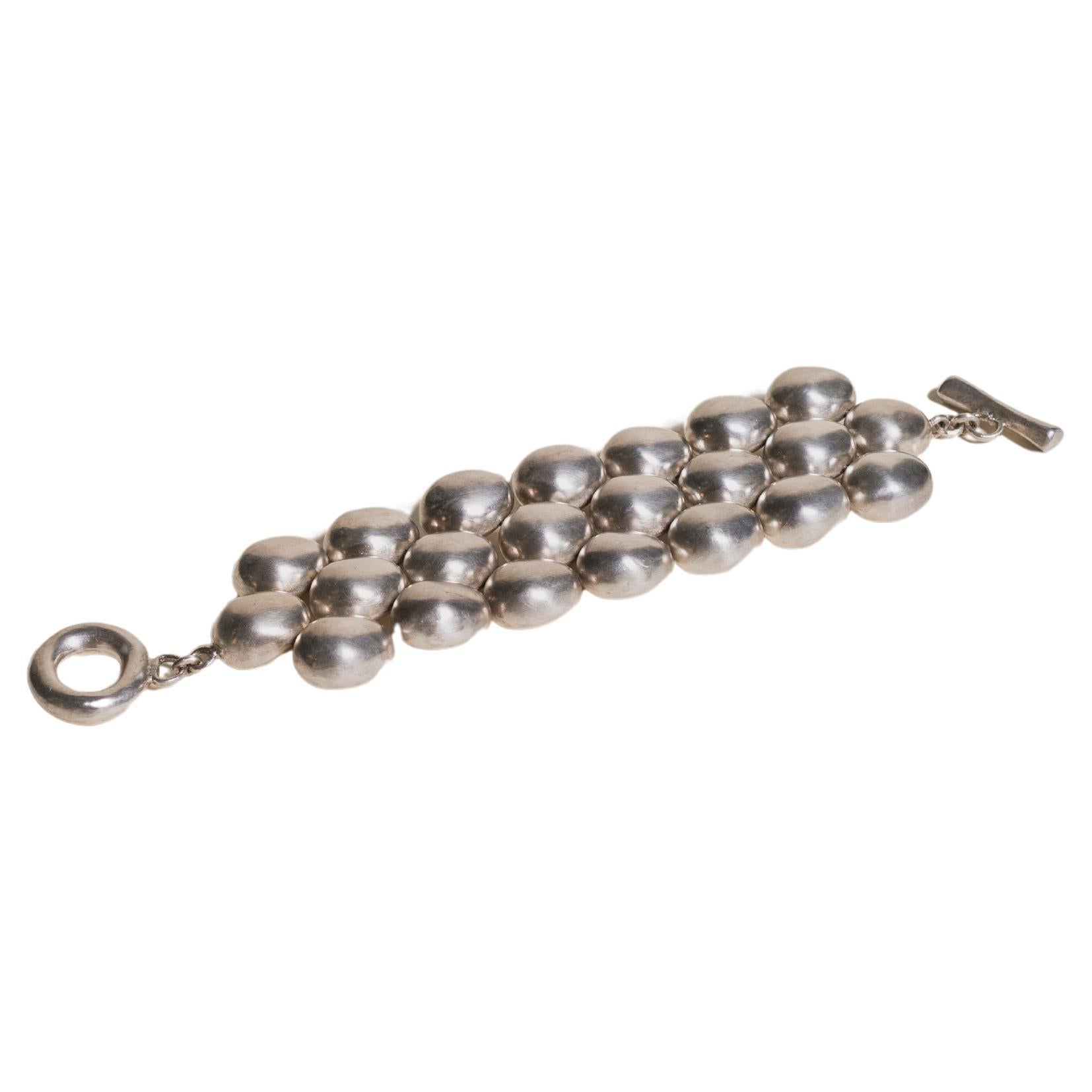 Contemporary Hand Repoussé Silver Pebble Bracelet by Alice Kuo