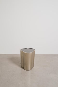 Contemporary Hand Repoussé White Bronze Lobed Drumstool by Robert Kuo