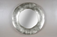 Contemporary Hand Repoussé White Bronze Six Petal Mirror by Robert Kuo