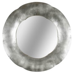 Contemporary Hand Repoussé White Bronze Six Petal Mirror by Robert Kuo