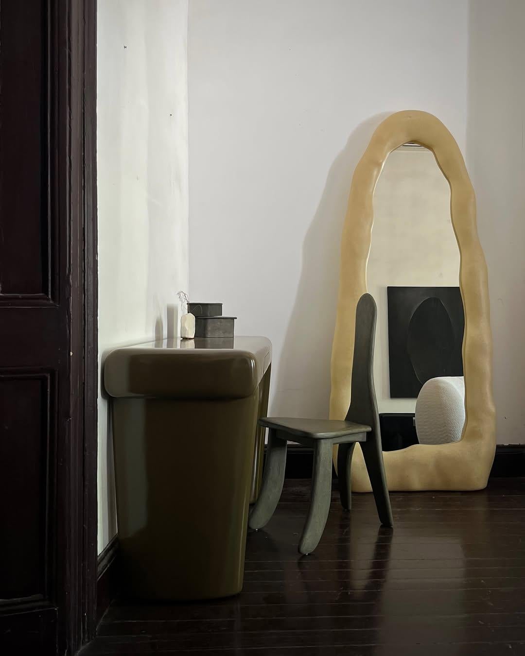 Contemporary Hand-sculpted Black Ash Wood Chair Matte Finish by kar For Sale 4