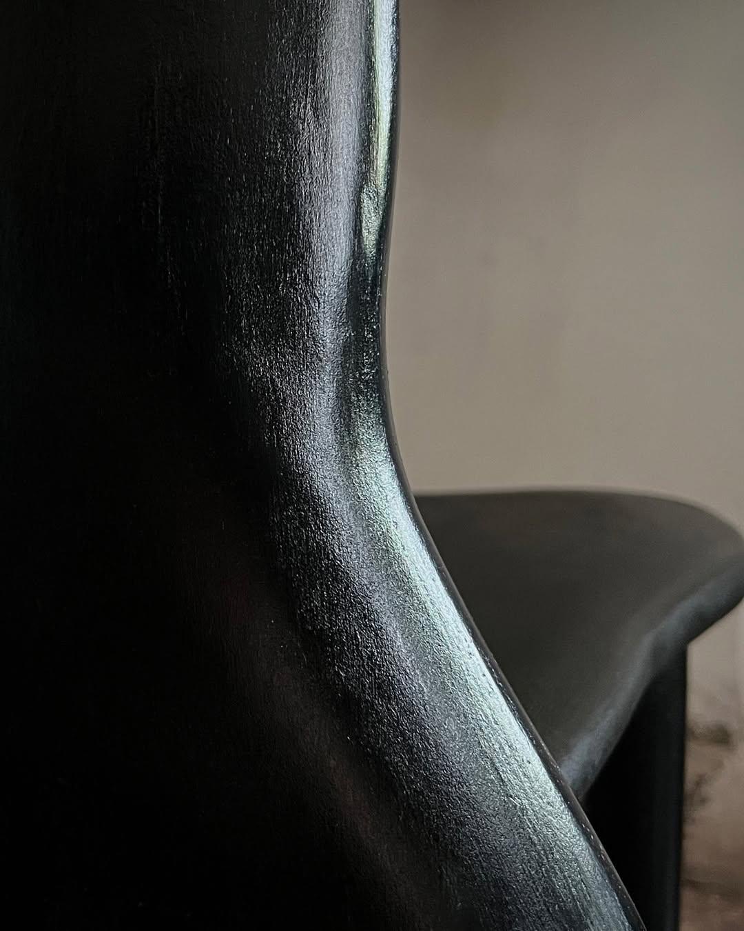 Contemporary Hand-sculpted Black Ash Wood Chair Matte Finish by kar For Sale 9