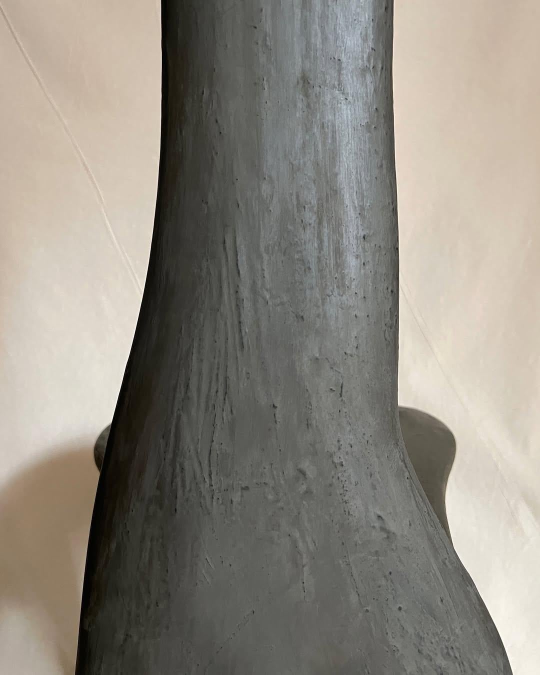 Contemporary Hand-sculpted Black Ash Wood Chair Matte Finish by kar For Sale 7