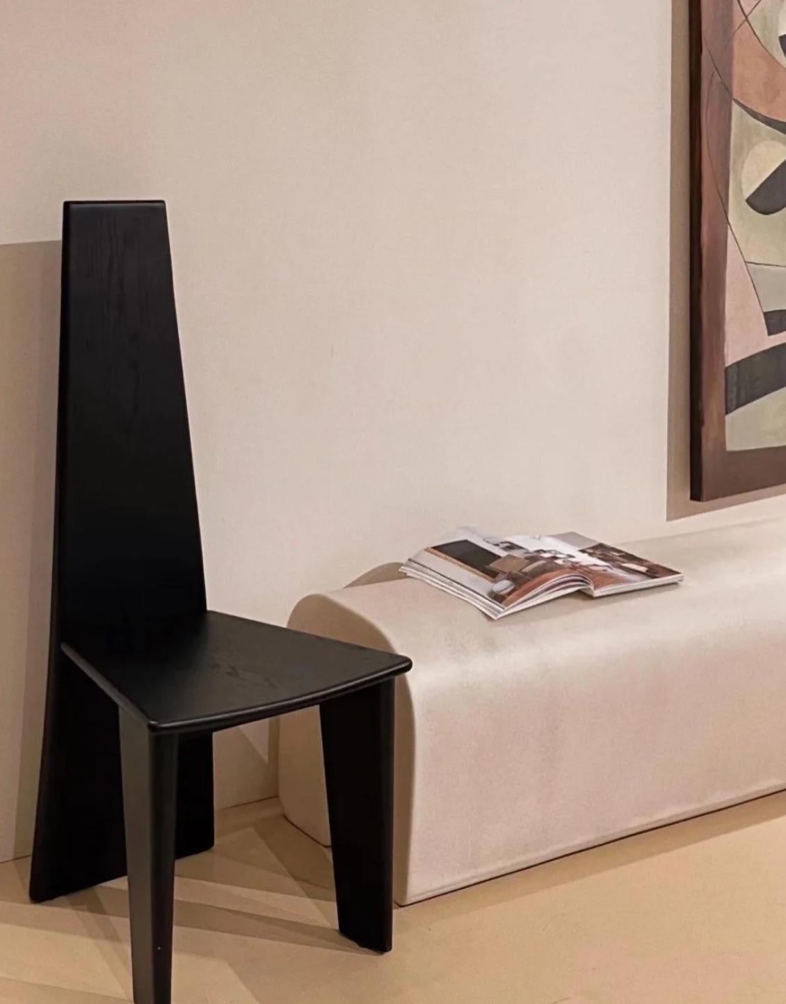 Contemporary Hand-sculpted Black Wood High Back Chair by kar For Sale 9
