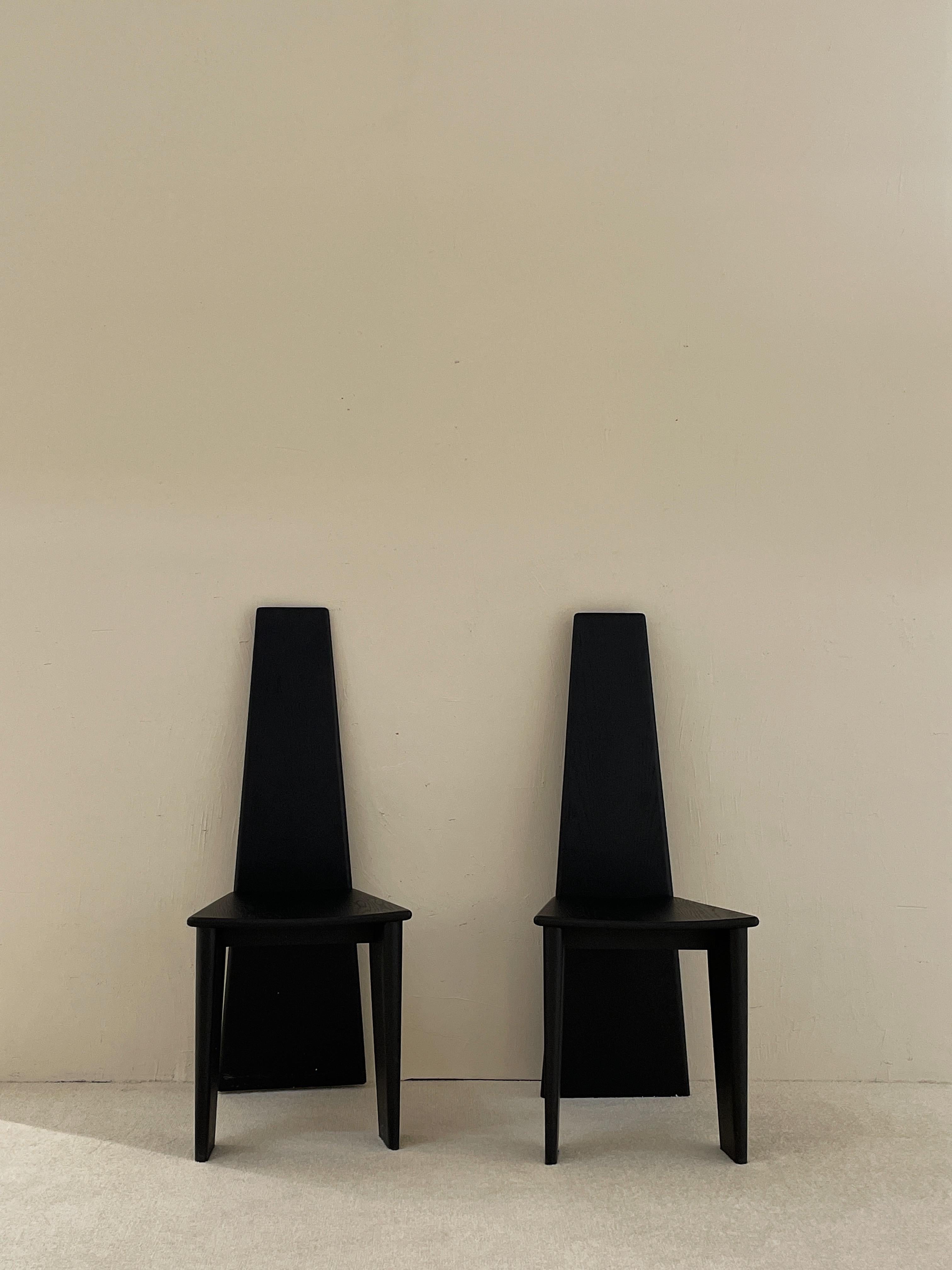 Contemporary Hand-sculpted Black Wood High Back Chair by kar For Sale 10