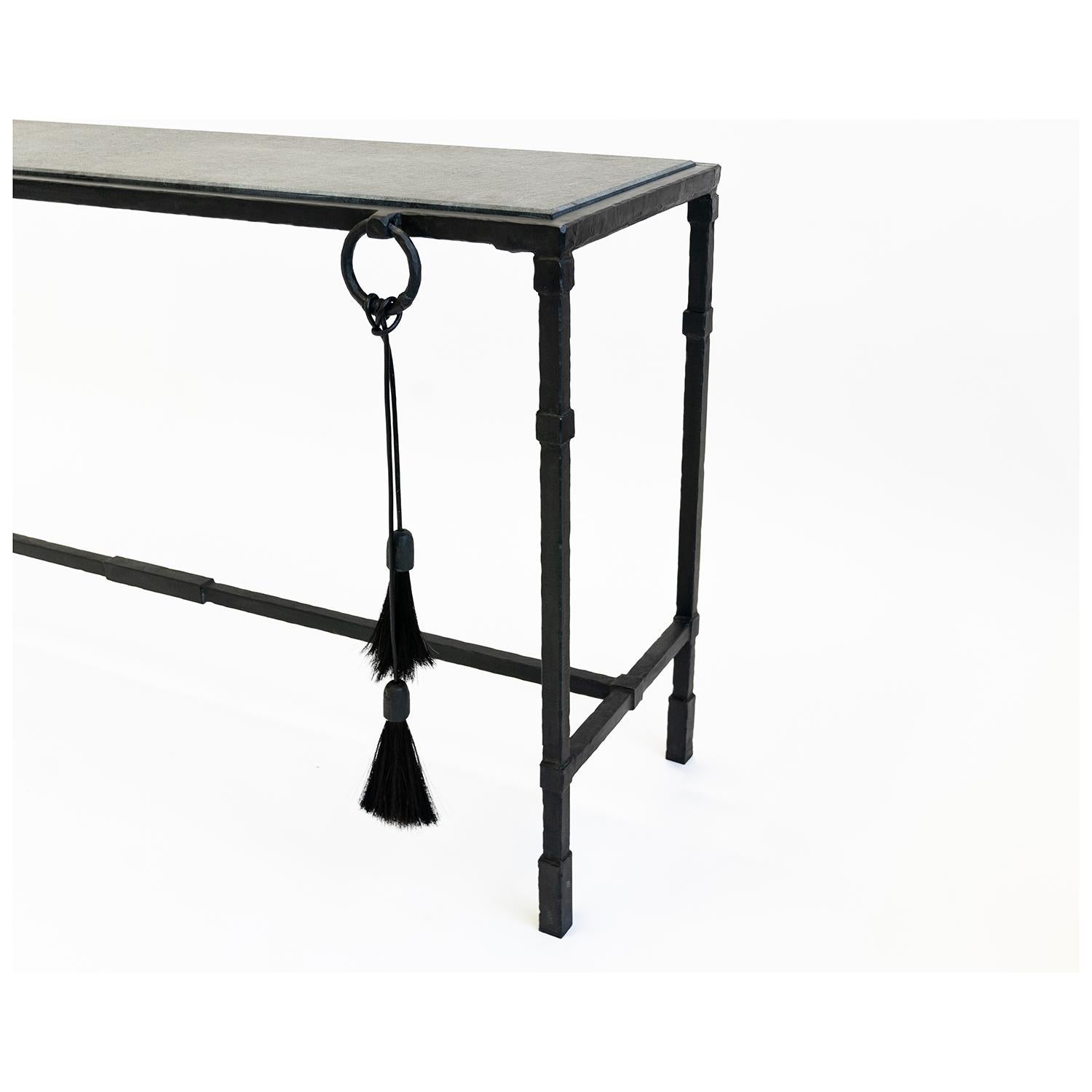 CONSOLE NO. 3 
J.M. Szymanski
d. 2020

A refined and sleek design, this console table is carved out of blackened and waxed steel. Horsehair accents help enhance the intrigue of the table. 

Custom sizes available. Made in the Bronx, New York,
