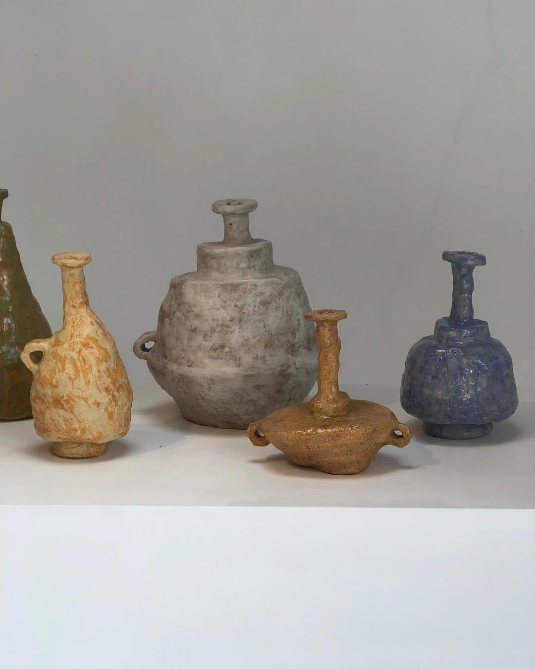 Contemporary Hand-sculpted Off-White Glazed Ceramic Pot by Willem Van Hooff For Sale 2