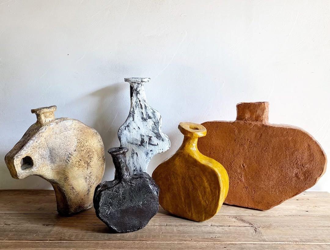 Contemporary Hand-sculpted Plain Ruby Red Ceramic Vase by Willem Van Hooff For Sale 2