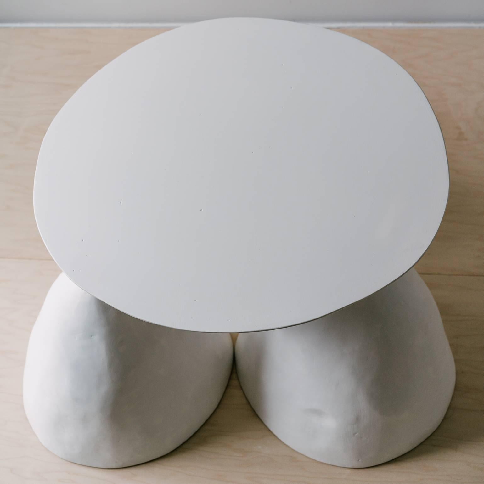 Hand-Carved Contemporary Hand-Sculpted Plaster Twyla-03 Occasional Table with Three Legs