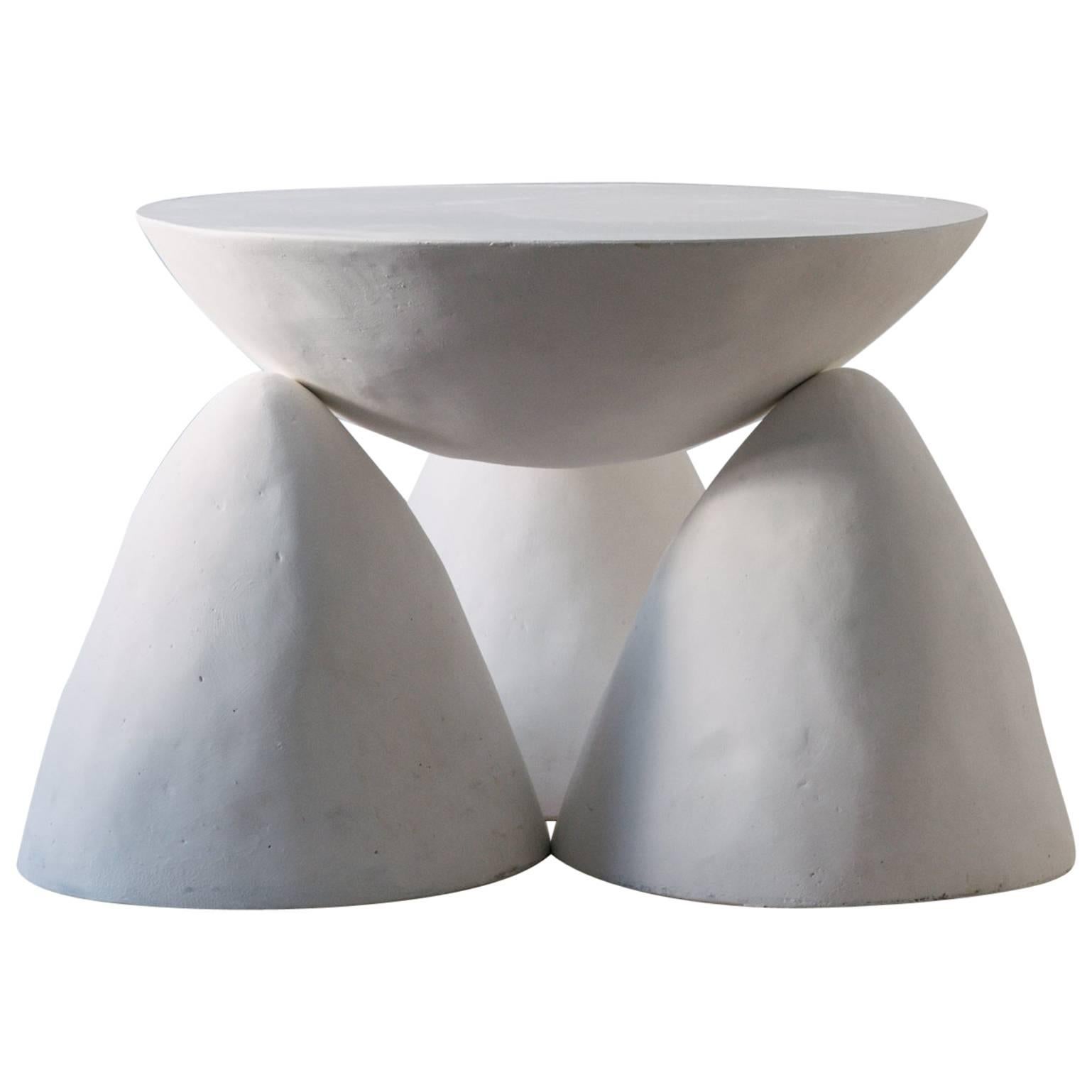 Contemporary Hand-Sculpted Plaster Twyla-03 Occasional Table with Three Legs