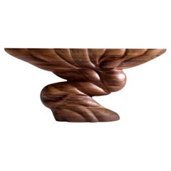 Contemporary Hand Sculpted Console Table in Solid Walnut