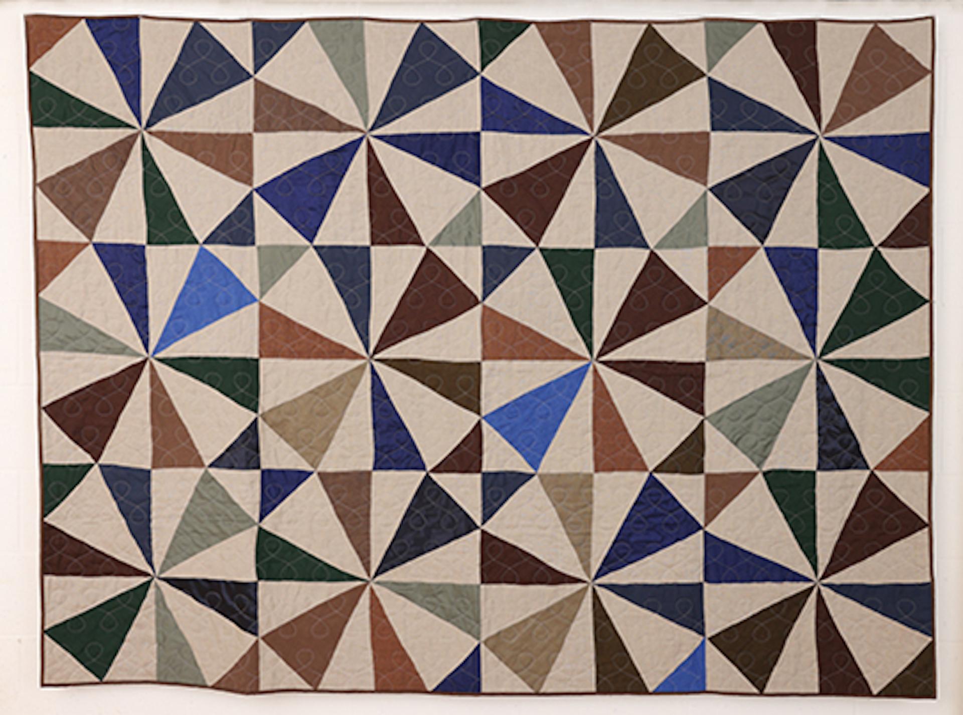 Zeitgenössischer handgenähter Shoeman's Puzzle-Quilt von einem britischen Meistermacher (Volkskunst) im Angebot