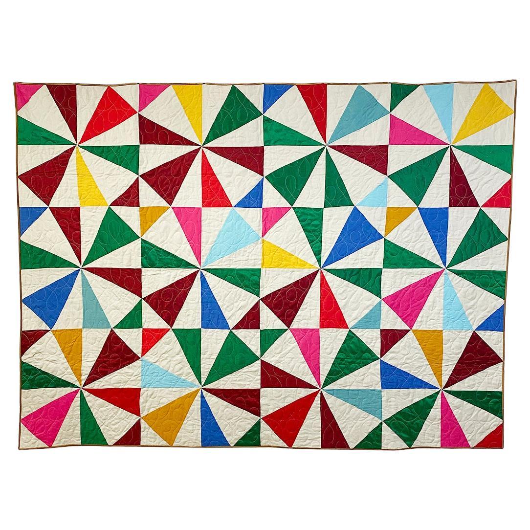 Quilt contemporain "Shoeman's Puzzle" cousu à la main par un maître artisan britannique.