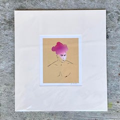 Contemporary Hand Signed Original Print of Color Study of Man
