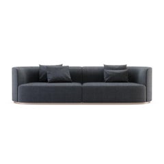 Contemporary Cotton Velvet Sofa with Gold Stainless Steel Base