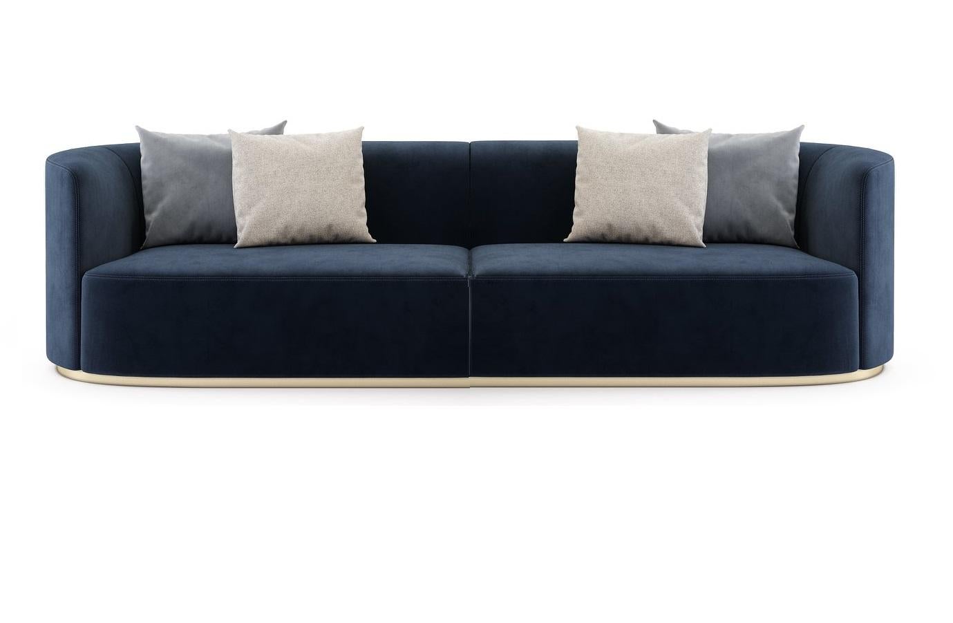 Portuguese Contemporary Hand Tailored Sofa with Round Edges For Sale